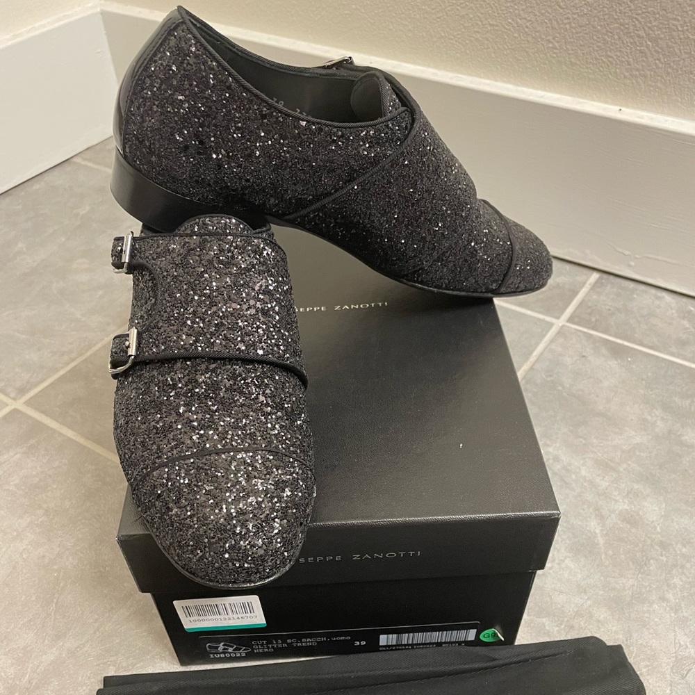 Giuseppe Zanotti glitter monk strap loafer New  size 39 US 6